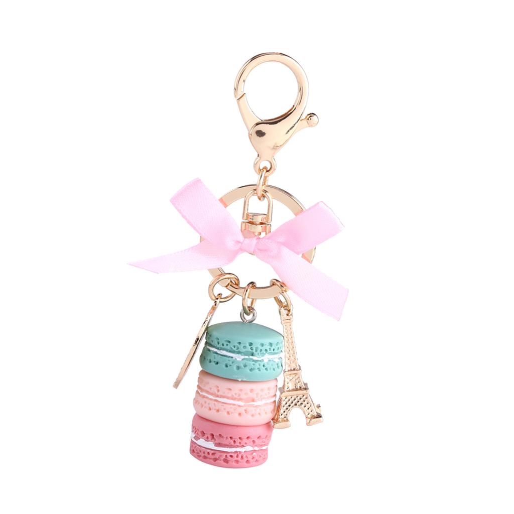 Colorful Cute Macaroon Eiffel Tower Keychain Keyring Bag Pendant Car Charm Decoration(Rose Red)