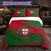 Portugal Football Pattern 3 Pieces Bedding Set Soft Microfiber Duvet Cover with Pillow Cases for Bedroom