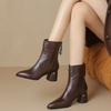 Fashion Mid Heels Women Pointed Toe Short Boots Elegant Heeled Shoes Winter Fashion Chelsea Ankle Boots 2025 New Pumps Dress Zapatillas