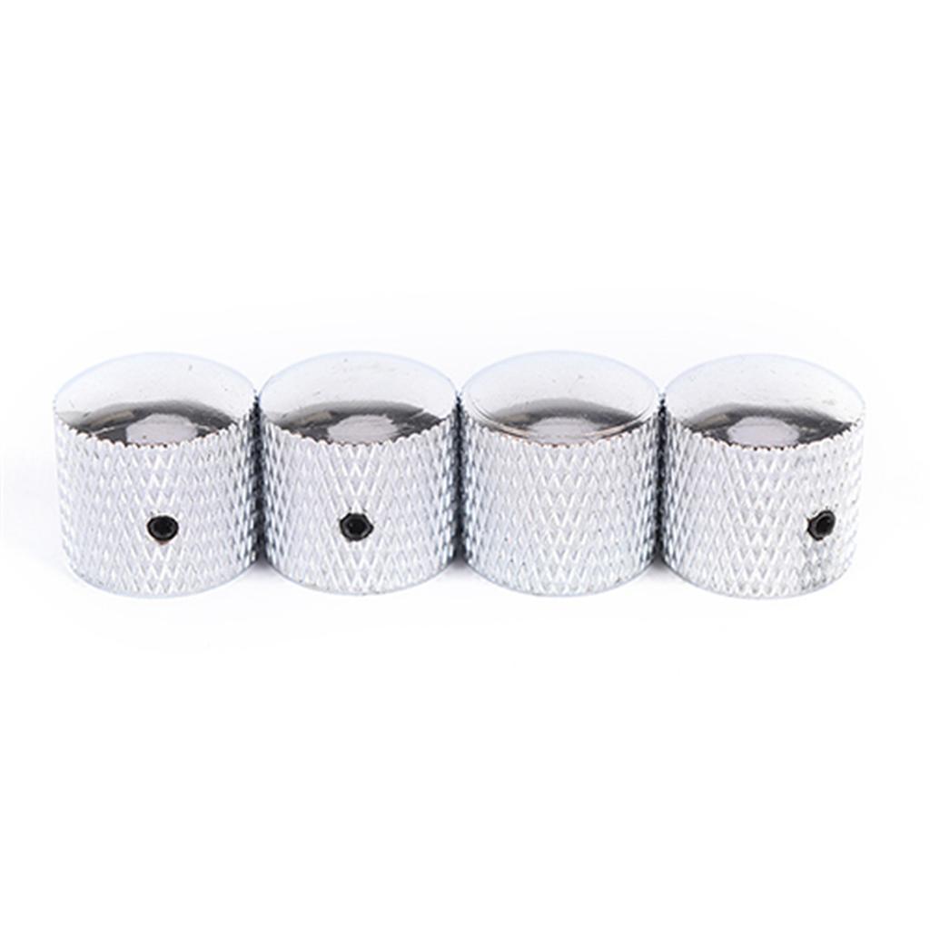 4PCS/Set Silver Gold Black Metal Volume Tone Control Electric Guitar Bass Dome Knobs