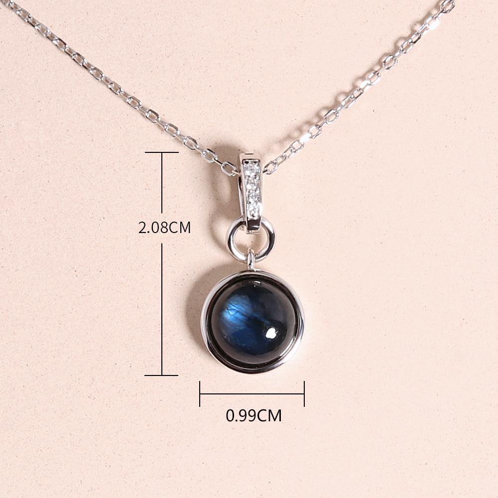 Простое ожерелье из стерлингового серебра 925 пробы с натуральным лунным камнем лабрадоритом, драгоценные камни, изящные украшения с цепочкой, для женщин, хороший подарок