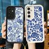 Чехол для телефона Samsung Galaxy A17 A16 A15 A14 A13 Сине-белый фарфоровый узор A56 A36 A26 A55 A35 A25 A54 A34 A24 A53 A33 A
