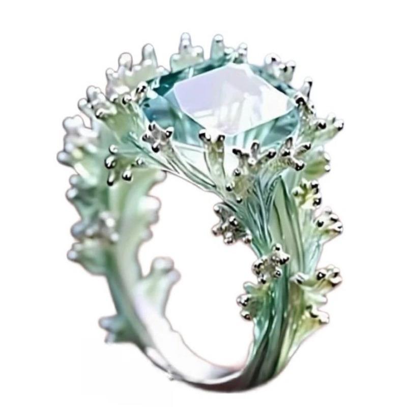 Кольцо с неровной эмалью в виде морского коралла. Модное кольцо, отражающее темперамент и индивидуальность.