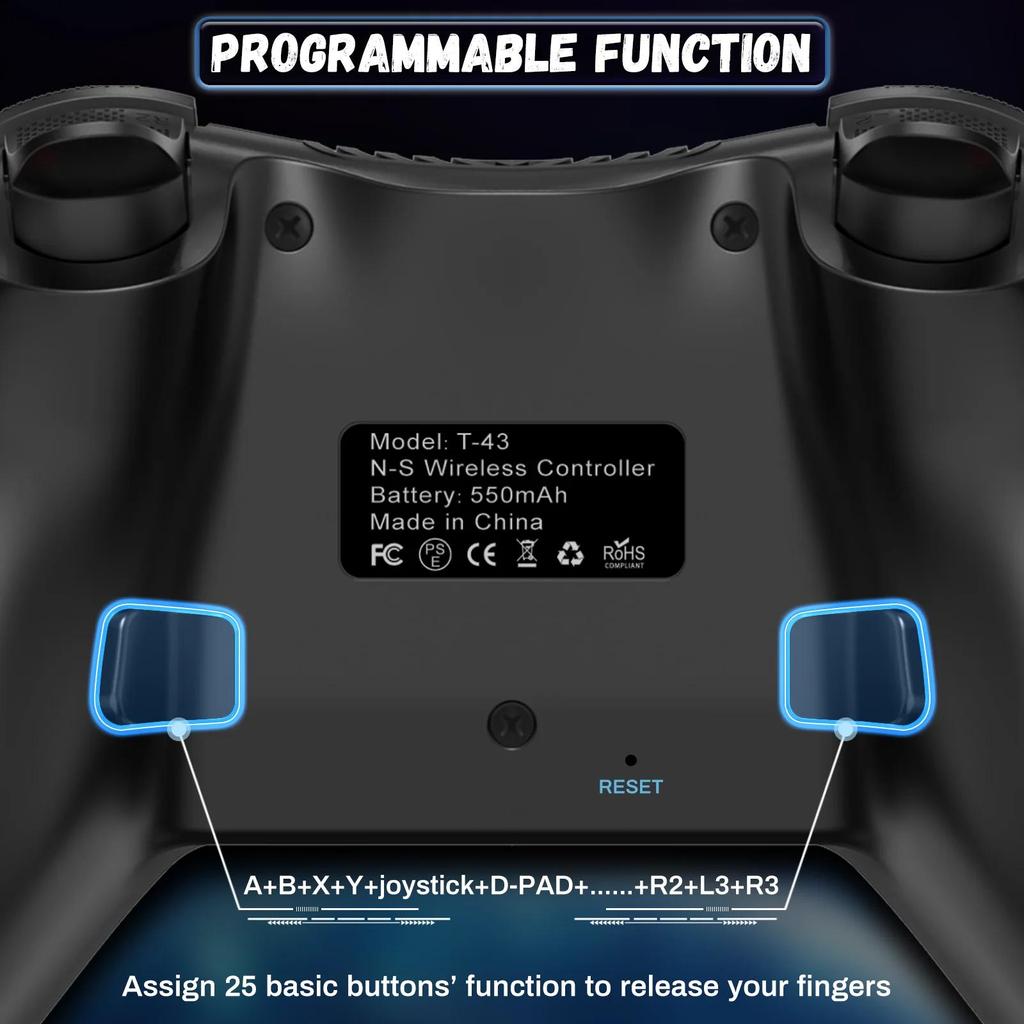 VAORLO For Switch Pro Wireless Bluetooth Gamepad Hall-Linear Joystick Macro Program Wake-Up Motion Sensing Computer Gamepad