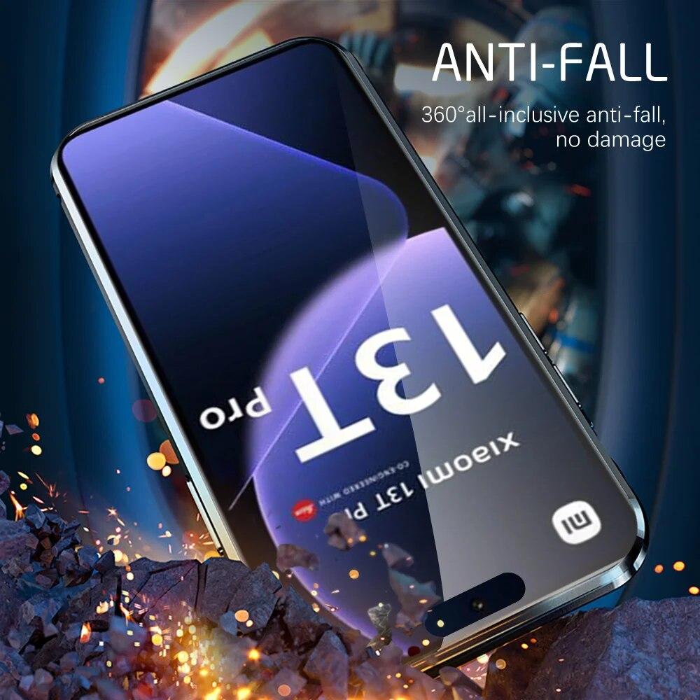 Двусторонний защитный стеклянный чехол с магнитным флипом на 360° для Xiaomi 13T Pro 5G Poco X6 5g Xiaomi Redmi Note13 13Pro 5G противоударный чехол
