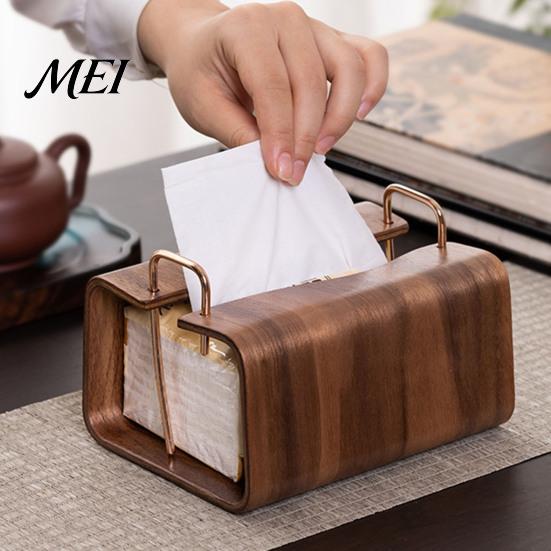 Bathroom Tissue Case Wooden Holder, Rectangular Decorative Paper Napkin Dispenser, Durable Home Accessory Organizer, for Office Desk Decor Box Holder