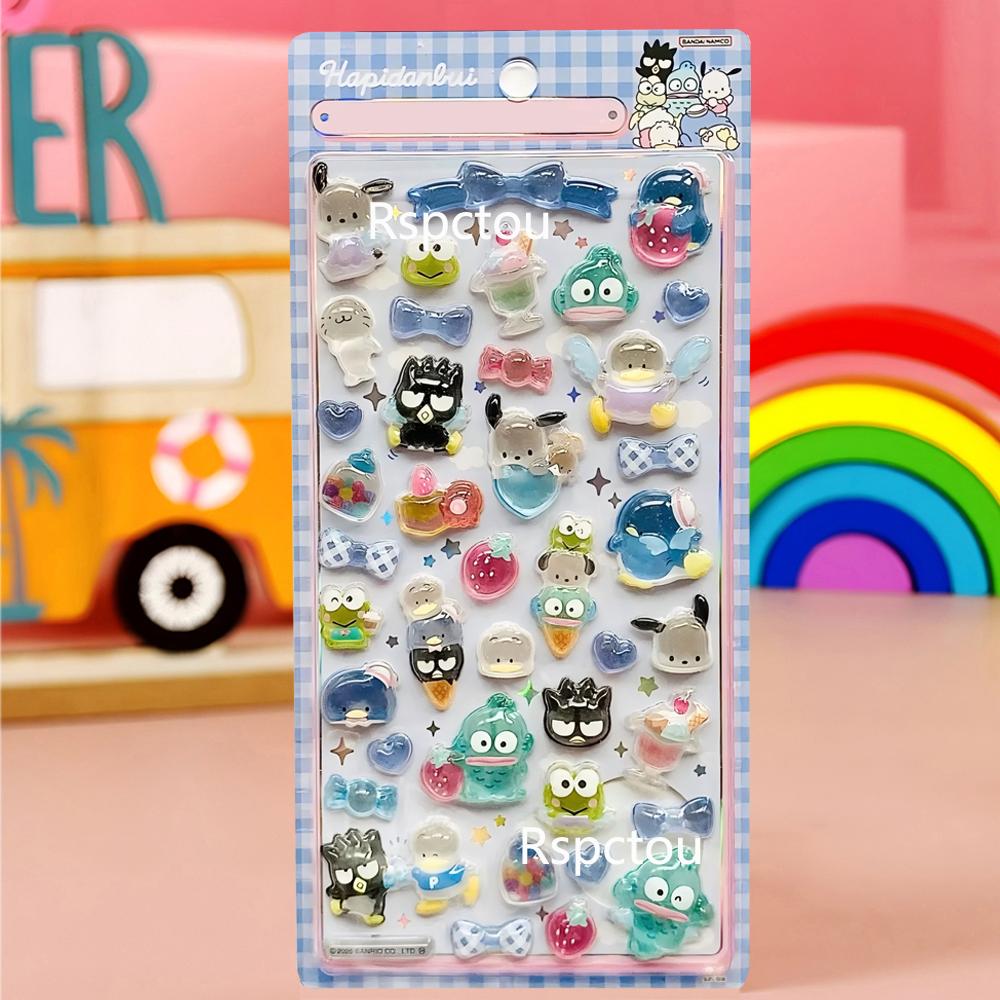 Cute Sanrio 3D Relief Stickers Aesthetic Kuromi Cinnamoroll My Melody Jelly Sticker Kawaii Decoration Bubble Decals Toys Gifts