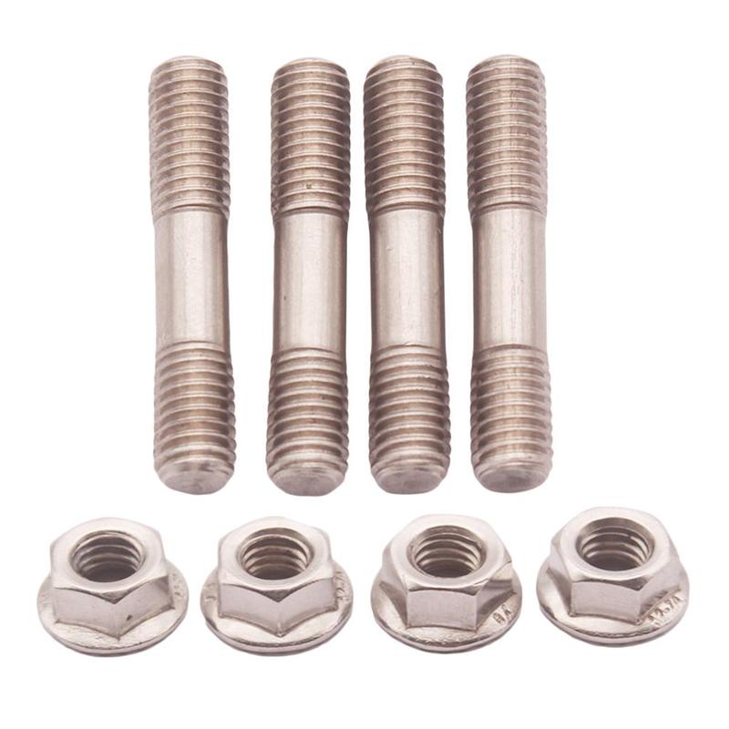 Stainless Steel 4pcs Stud Flange Nuts Kit M8x1.25 Heavy Duty Replacement Set for Intake and Exhaust Manifolds