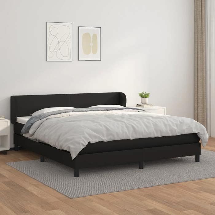 Maison Exclusive - Sommier à lattes de lit avec matelas Noir 180x200 cm Similicuir