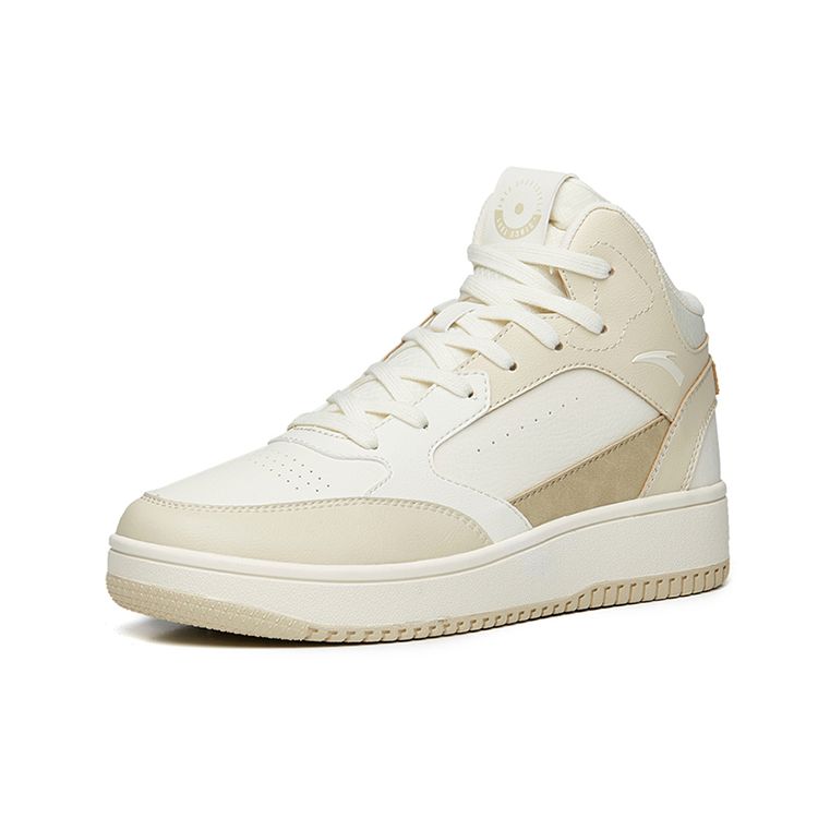 Anta Дышащая ткань, сращивание, универсальные повседневные высокие кроссовки для скейтбординга, мужские кроссовки светло-бежевого цвета 912238013-5