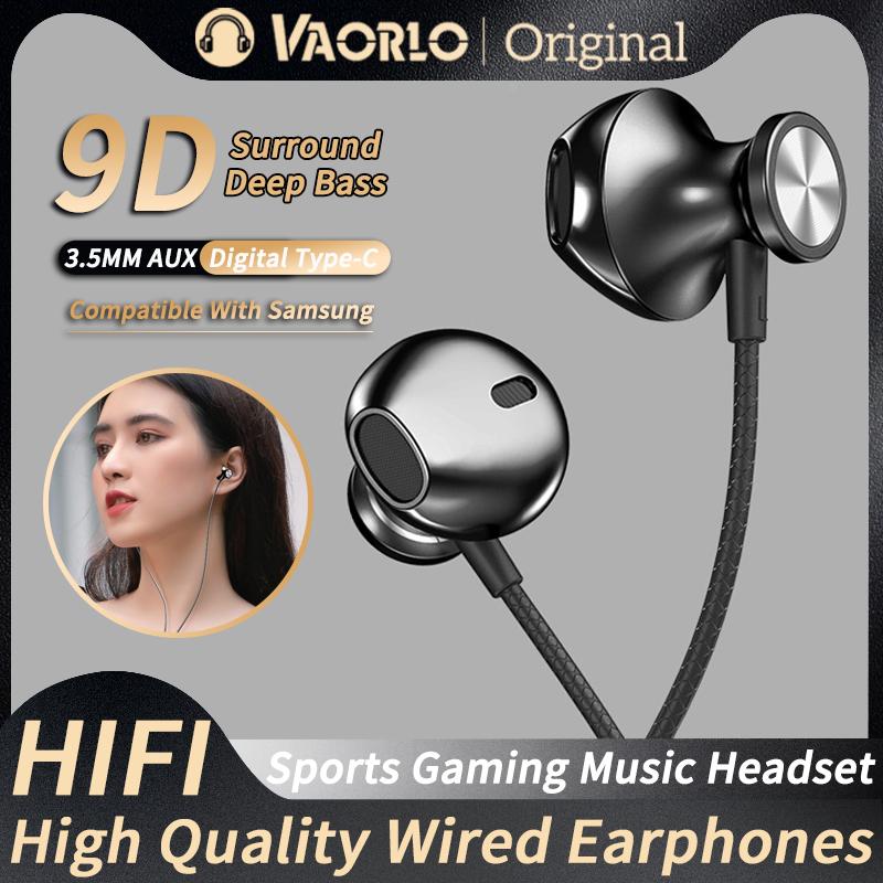 DAC Digital Chip Wired Earphones 3.5MM AUX/Type-C 9D HIFI Heavy Bass Surround Stereo Sound In-Ear Headsets For Samsung Android iPhone 15/16