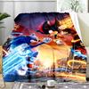 Blue Hedgehog In Action Blanket Flannel Throw for Sofa, Indoor, Camping, Living Room, Office, Chair, And Bed Soft Birthday Gift