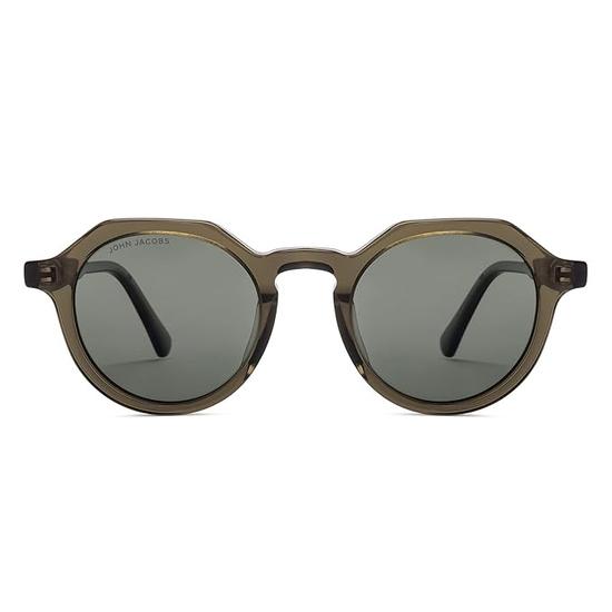 John Jacobs ALI FAZAL Прозрачный зеленый - Зеленый | Солнцезащитные очки премиум-класса с защитой от УФ-излучения | Поляризованные и 100% защита от УФ-излучения | Мужчины и женщины | Широкий | JJ S17343