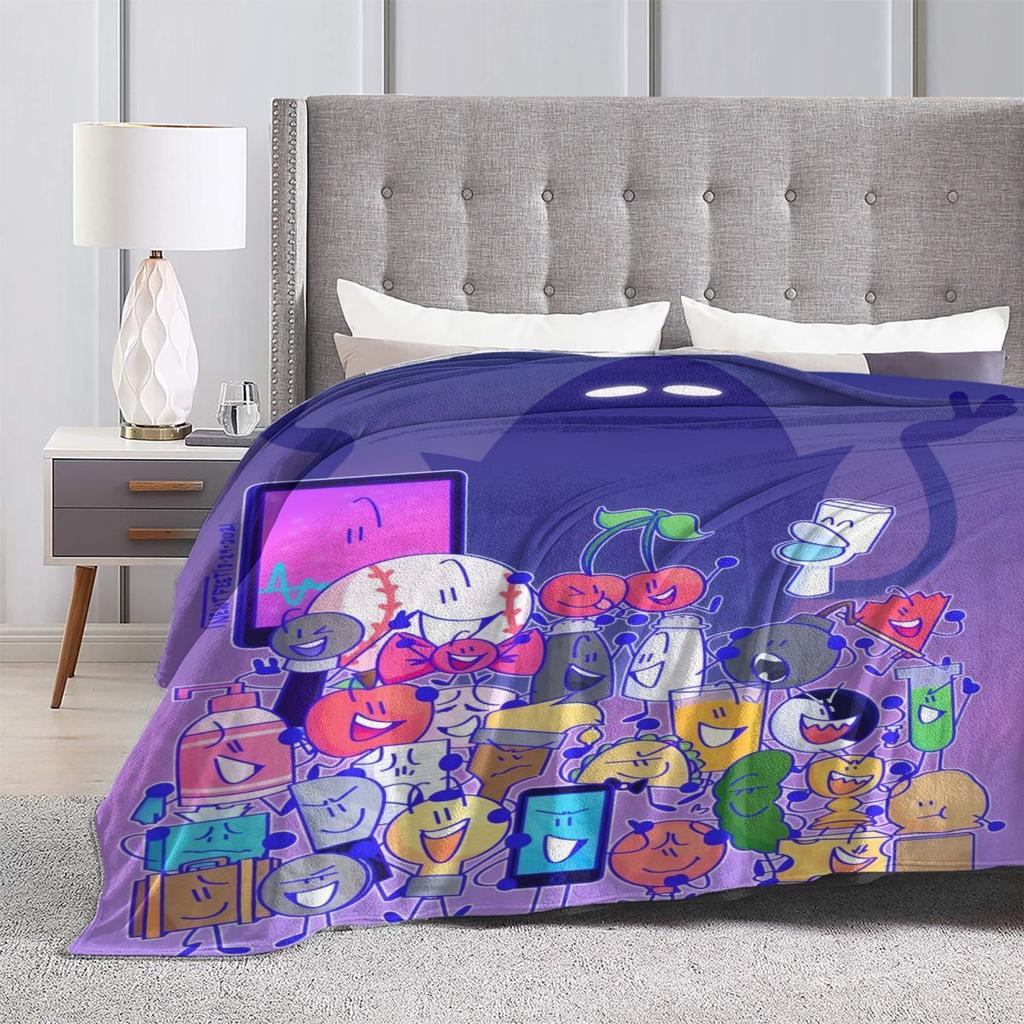 BFDI Inanimate Insanity All Characters Flannel Blankets Soft Throw Blanket for Couch Chair Travel Bedspread Sofa Bed Cover