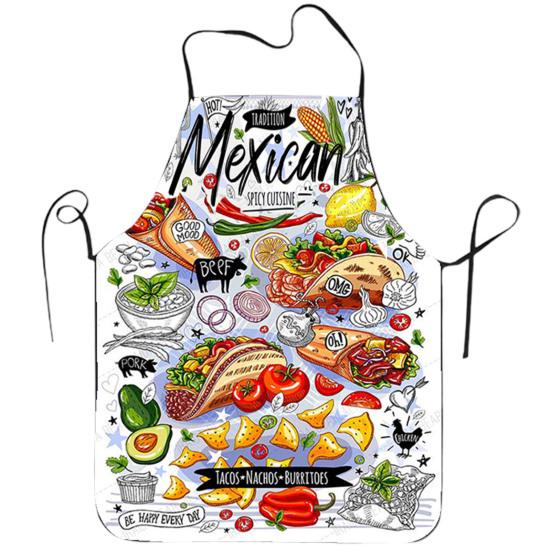Cooking Apron Sleeveless Comfortable Wearing Clear And Real Image Reusable Anti-stain Waterproof Polyester Pizza Pattern Kitchen Apron Home Supplies