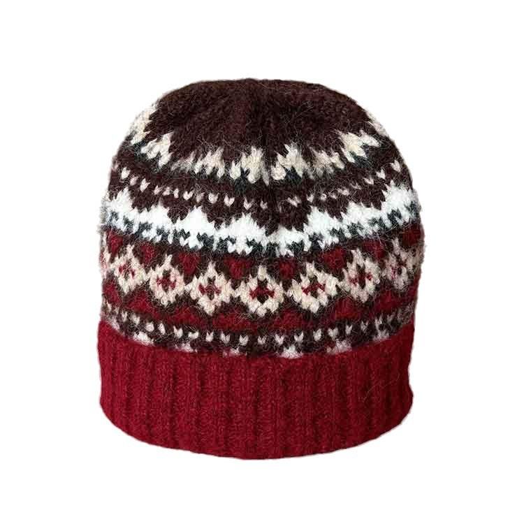 Dongdaemun retro literary and artistic jacquard warm wool hat color matching knitted hat male and female students cold hat
