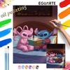 Disney Stitch and Angel reading book oil painting art set handmade diy gift home decoration