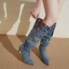 Woman Pointed Toe Knight Boots Women Retro Knee High Boots Woman Autumn Winter Western Cowboy Long Botas Mujer