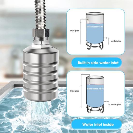 Float Valve Water Valve Stainless Steel Fully Automatic Water Level Control Save Water Auto Shut Off Ball Mini Float Valve for Water Tanks Pools