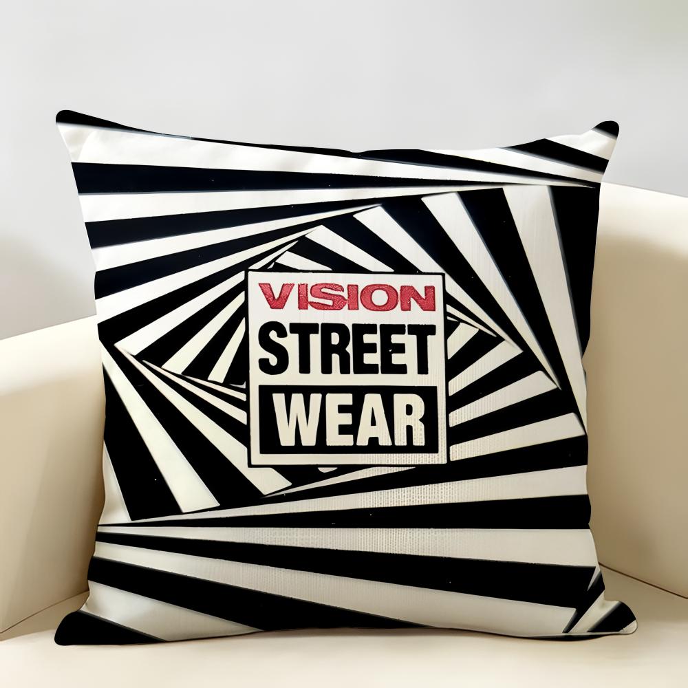 VVision SStreetWears Cushion Cover Natural Linen Organic Fabric DoubleSided Printing Room Sofa Decor Pillow Case
