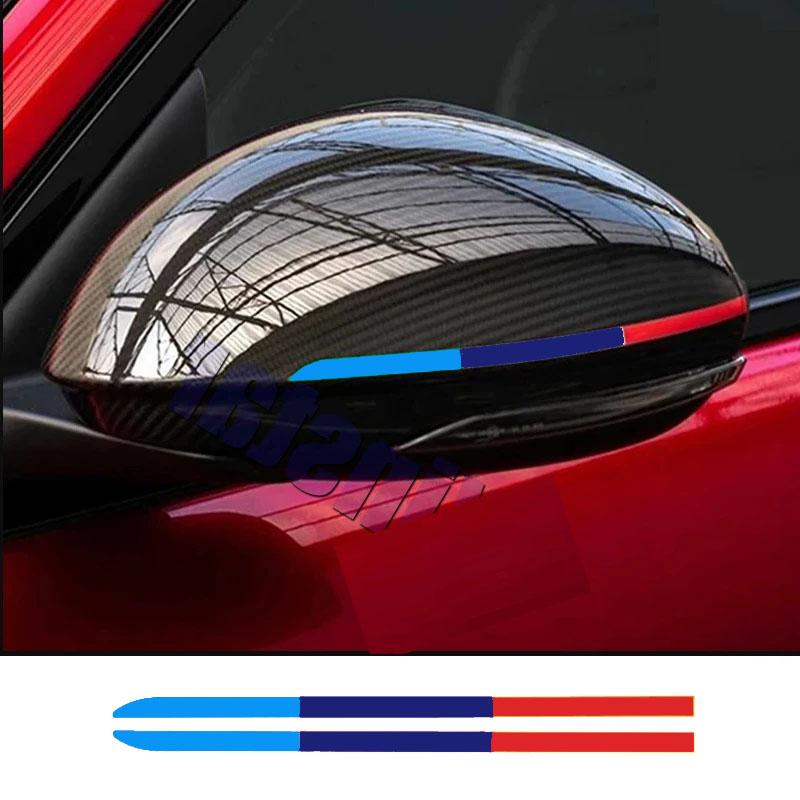 Waterproof Tricolor Stripe Vinyl Decals 2Pcs, Stylish Stickers for Car Side Mirror Body Decoration