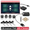 USB Android Автомобильная TPMS Беспроводная система контроля давления в шинах Охранная сигнализация с внешним внутренним датчиком для навигационного радио