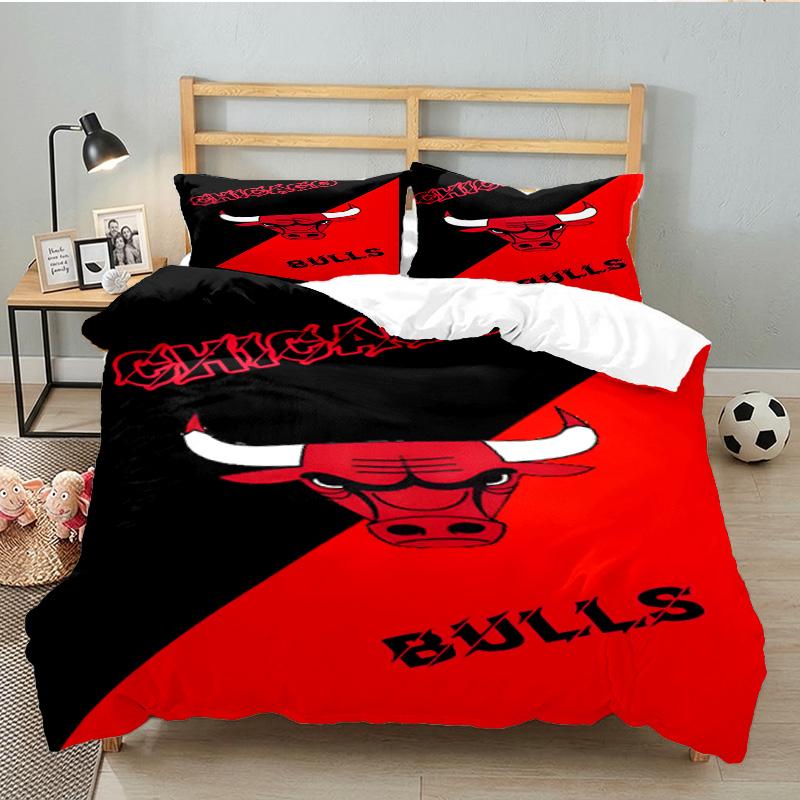 Bull Basketball Artwork 3PCS Bedding set,Ideal for 1pc Duvet Cover And 2pcs Pillowcases Perfect for Fan gift,Ideal for Bedroom, Dormitory