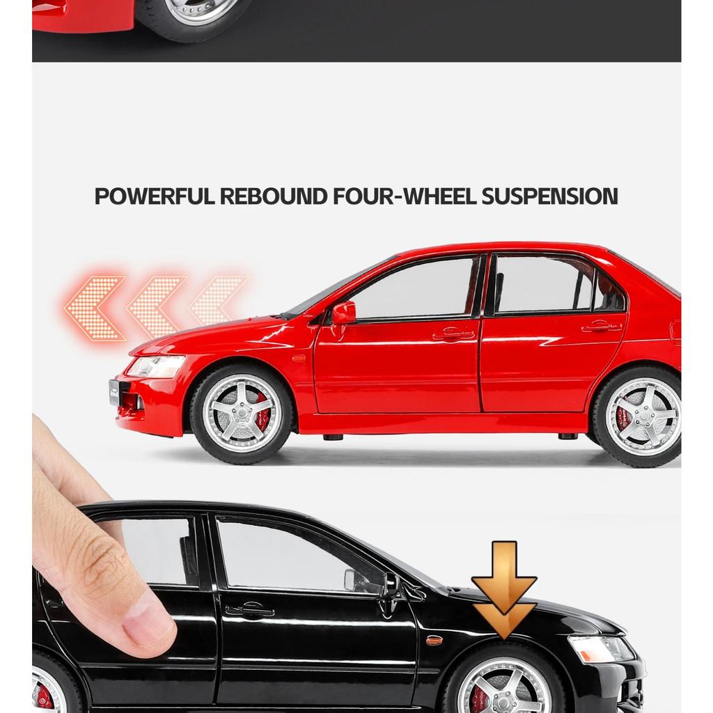 1/24 Модель спортивного автомобиля из сплава Mitsubishi Lancer Evolution Литые металлические гоночные автомобили Модель автомобиля Звук и свет Детские игрушки Подарок
