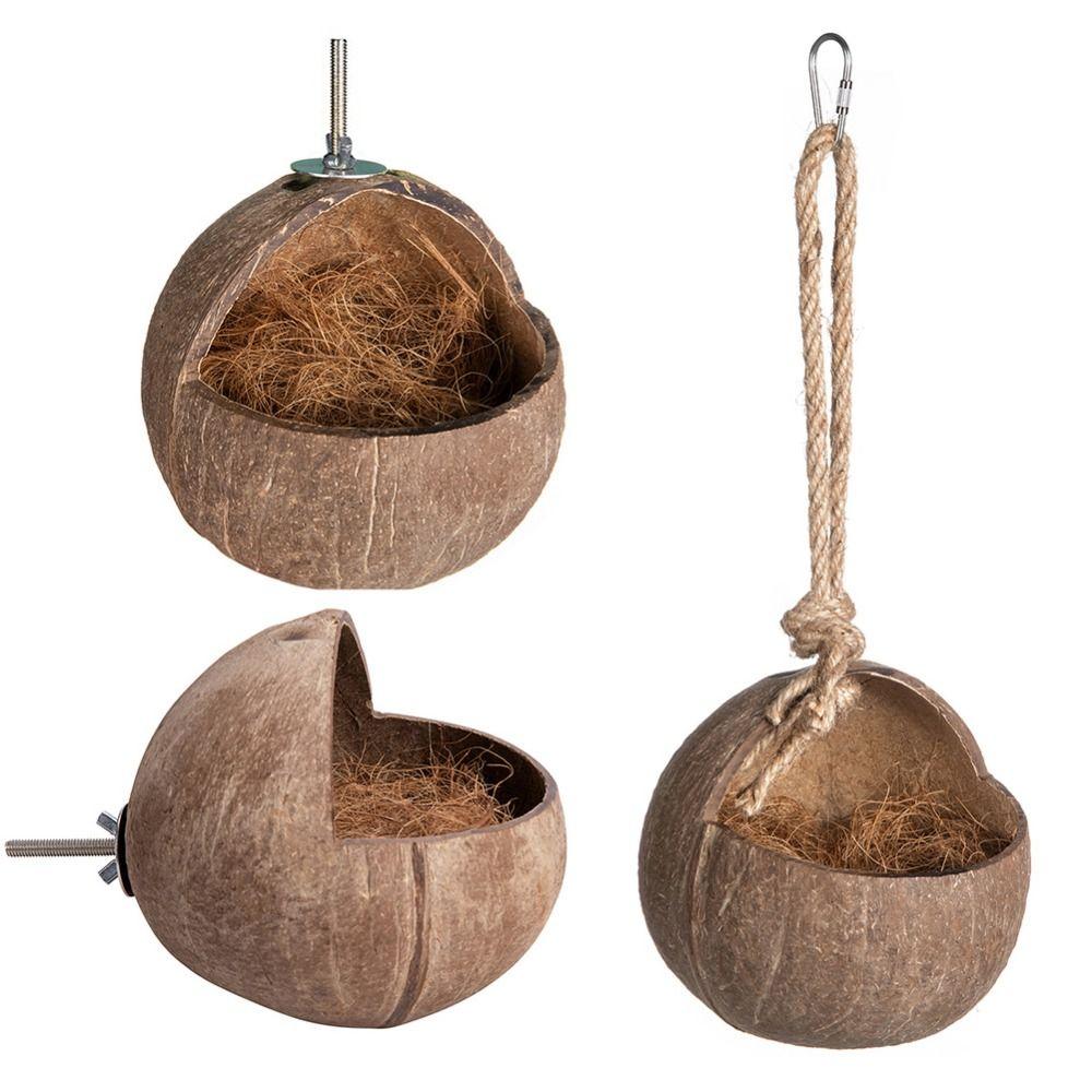 Craft Coconut Shell Bird House Handmade Birdhouse Cage Habitats Hanging Bird Nest Bird Supplies