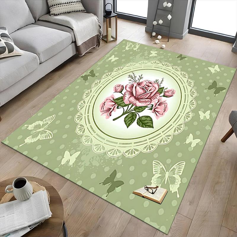 1PC Rose Butterfly Extra Large Non Slip Floor carpet, Office, family, bedroom, Studio Large Area Rug Indoor Rugs, Vibrant Colors