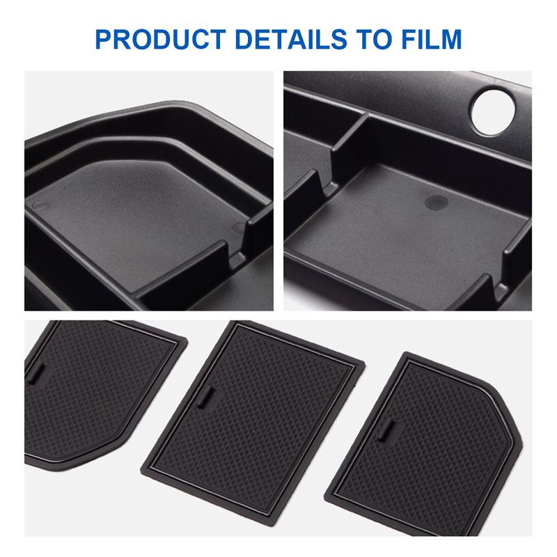 For Ford F150 2024 Dashboard Organizer Tray Armrest Storage Box With Pad Rubber Compatible F150 Accessories