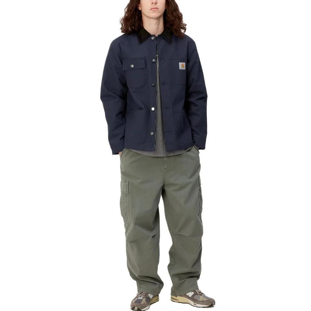 Carhartt WIP Однотонная куртка с воротником на пуговицах Мужские куртки I015261-B89-01