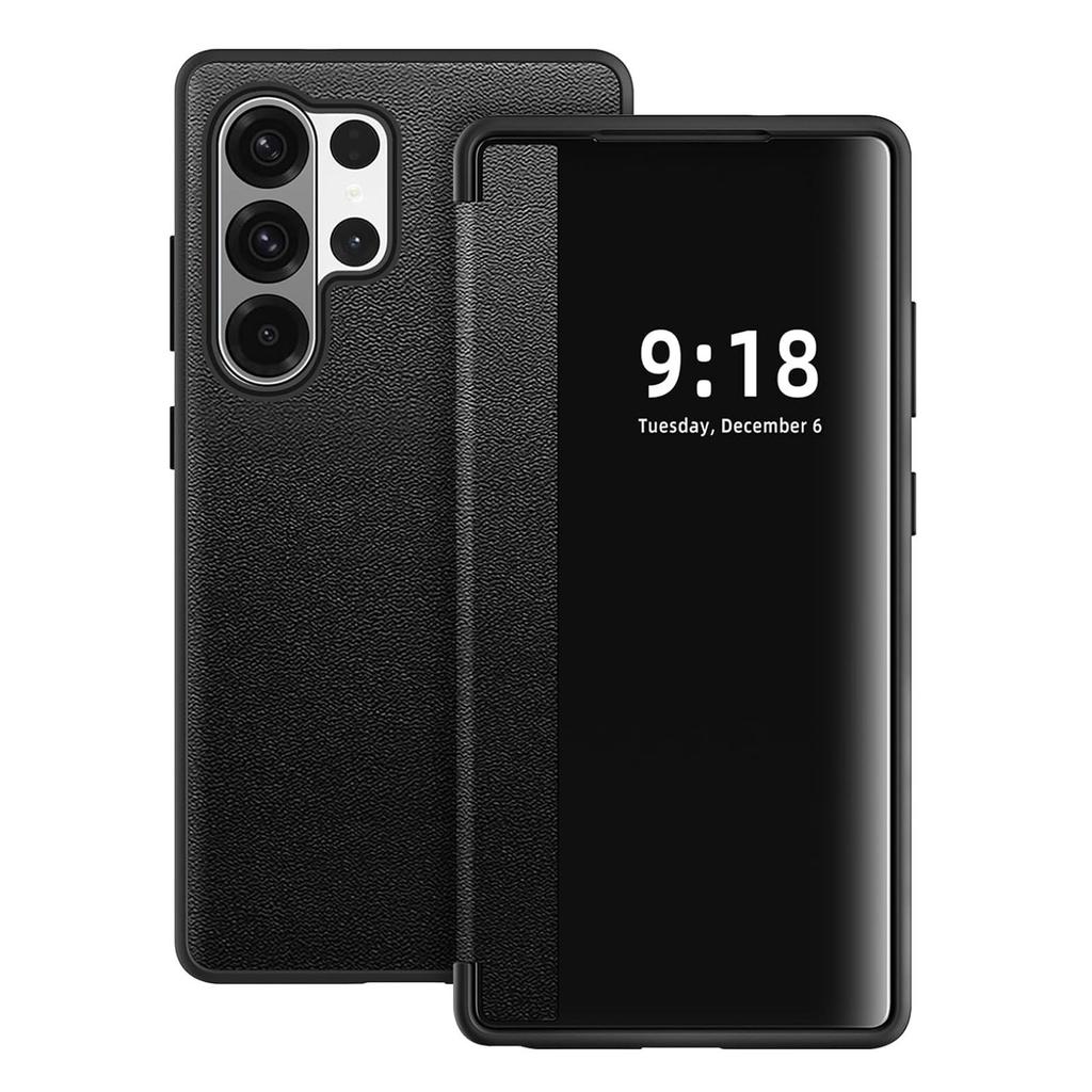 Бизнес-чехол-книжка из натуральной кожи класса люкс для Samsung Galaxy S26 Ultra S26 S25 S24 S23 Plus с окном-дисплеем LED, противоударная защитная крышка