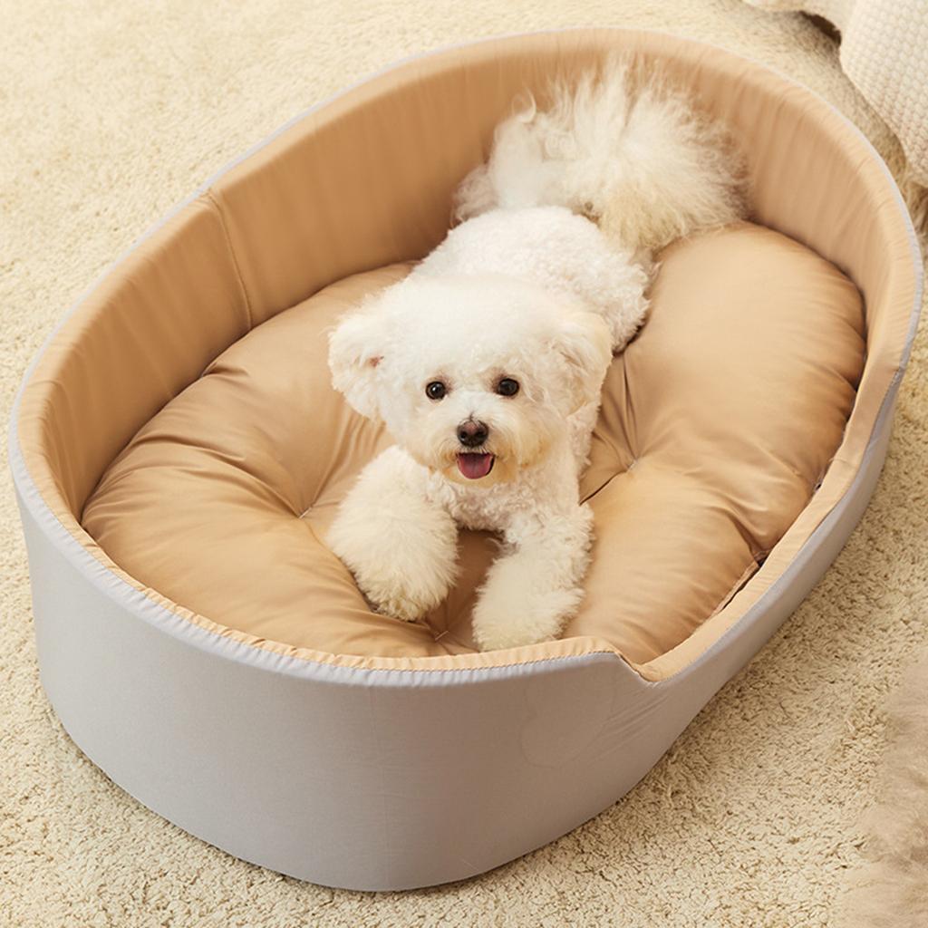 Лежанка для маленьких и средних собак и кошек, моющаяся делюкс, нескользящее дно, высокие и низкие бортики, со съемным универсальным матрасиком, не прилипает шерсть