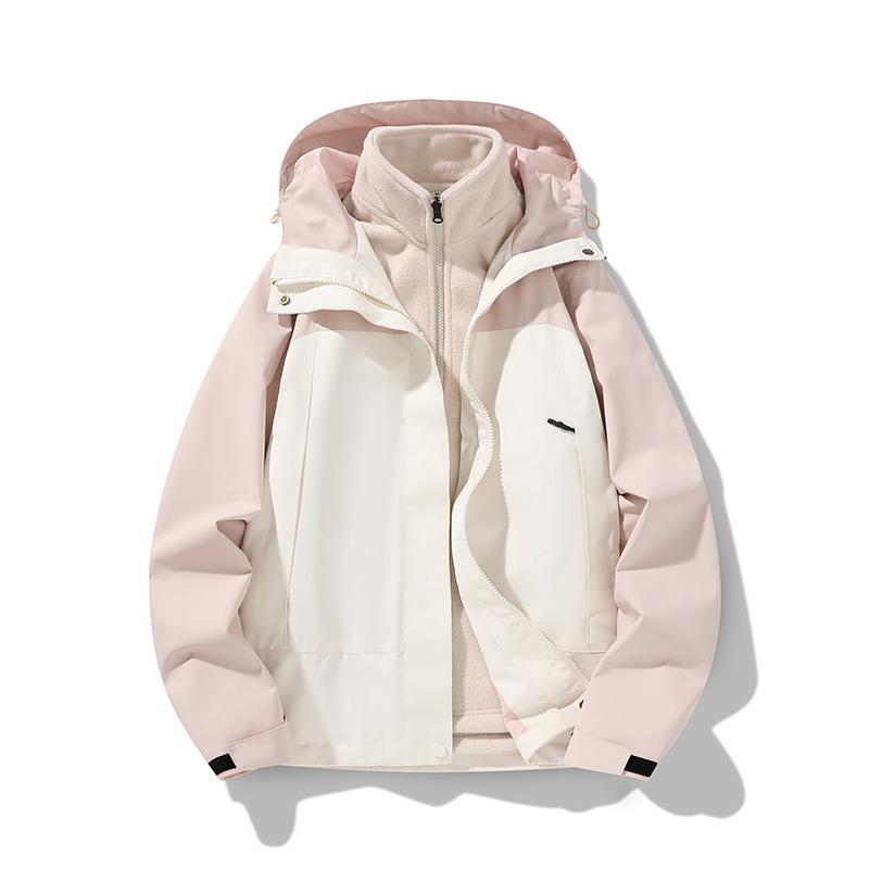 Куртка 3-в-1 с капюшоном для осени и зимы, съемная, утолщенная, теплая и ветрозащитная спортивная и повседневная парная куртка