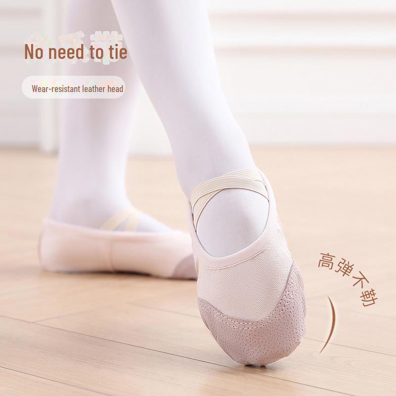 Girls' Soft Sole Ballet Shoes - Leather Dance Training Shoes for Kids & Adults