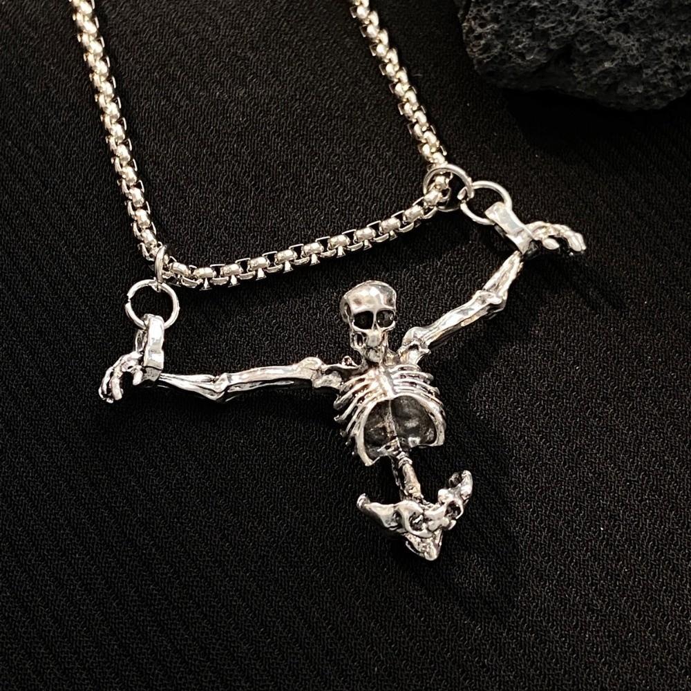 Hip Hop Skull Head Pendent Zinc Zinc Alloy Clavicle Chain Retro Men Necklace Women