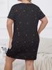 2026 New plus size women's summer loose and comfortable snowman printed short sleeved home sleepwear dress