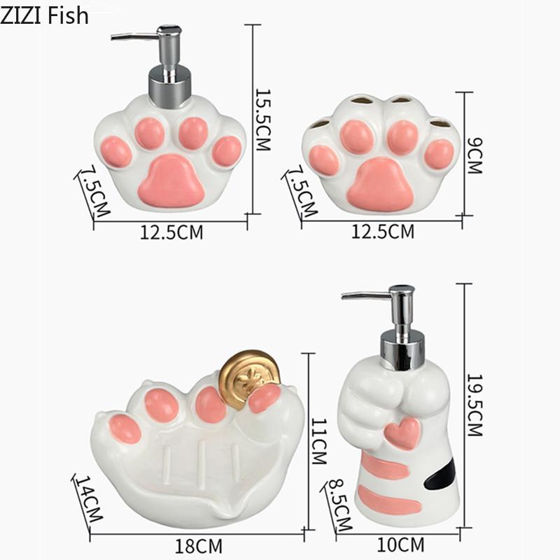Милый дозатор мыла в виде кошачьего когтя, керамическая бутылка для мытья рук, держатель для зубных щеток, мыльница, аксессуары для ванной комнаты, принадлежности