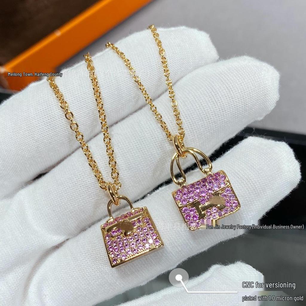 Women's 18K Rose Gold-Plated Diamond Kelly Handbag Necklace