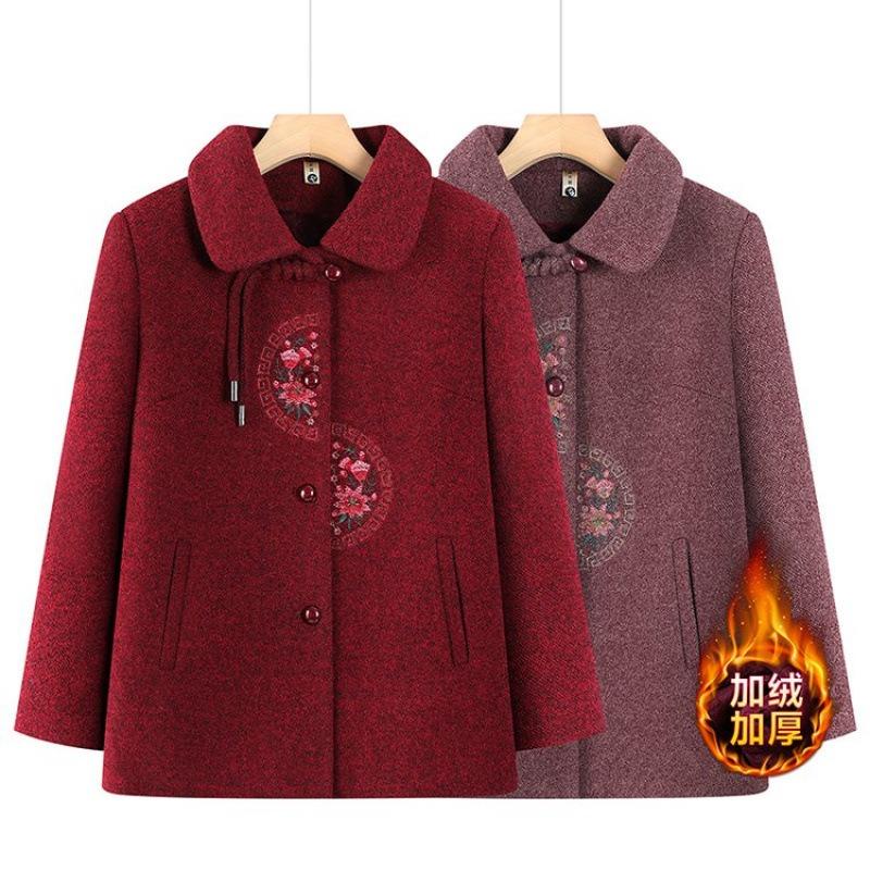 Winter woolen coat thickened old lady winter plush top clothes