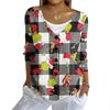 Women's Fashion Casual Knit Sweater Button-Up Christmas Print Cardigan Jacket