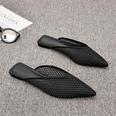 Большой размер 42 Baotou Тапочки Женская обувь 2024 Летняя сетчатая пляжная обувь для женщин Острый носок Плоская подошва Женские сандалии Тапочки