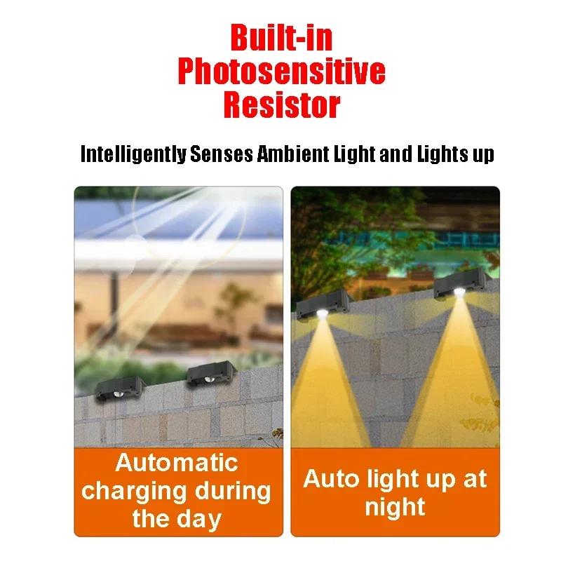 Солнечный светодиодный настенный светильник IP65 водонепроницаемый уличный прожектор питание от солнечной энергии фонарь для крыльца забор балкон сад наружный декор освещение