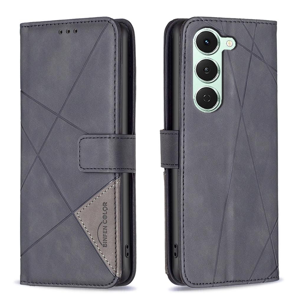 For TECNO Spark 40 Pro+ 4G Phone Case BINFEN COLOR Wallet Stand Geometry Imprinted Leather Cover