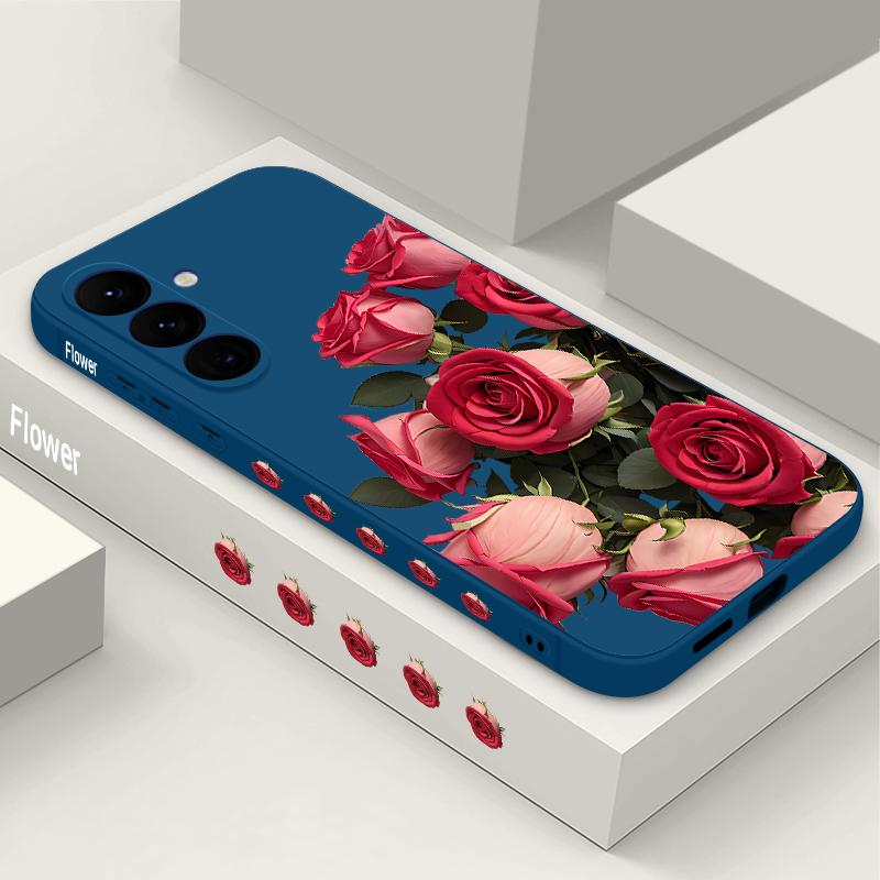 Мягкий чехол на шнурке для Samsung Galaxy S24 S25 Ultra S23 S22 Ultra S21 S20 FE A14 A34 A15 A35 A52 A53 A54 A55 5G A16 A36 A56 Чехол-накладка с розовыми цветами