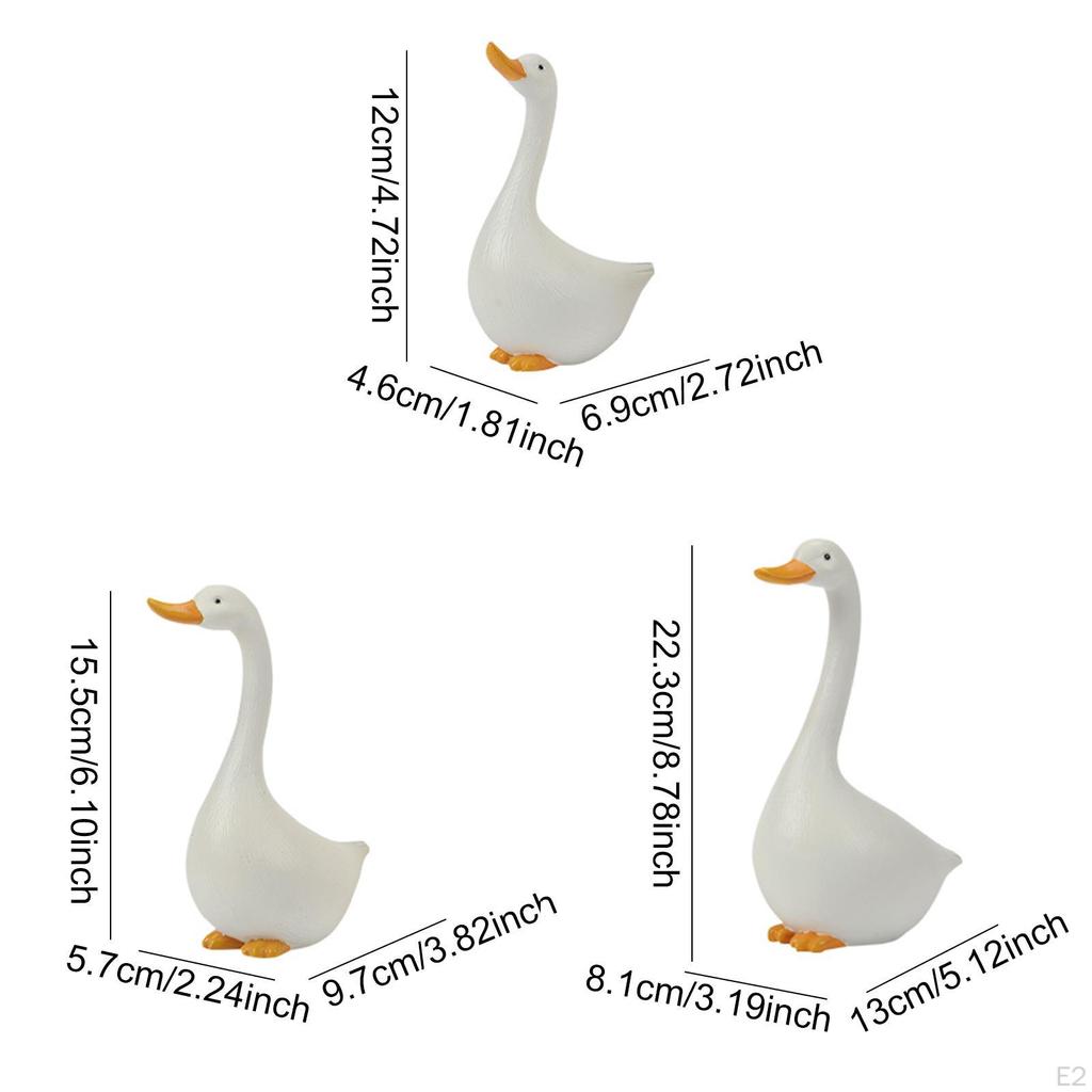 3x Статуэтки уток Фигурки животных Поделки Милые украшения для двора, Садовые скульптуры для фермерского дома ТВ