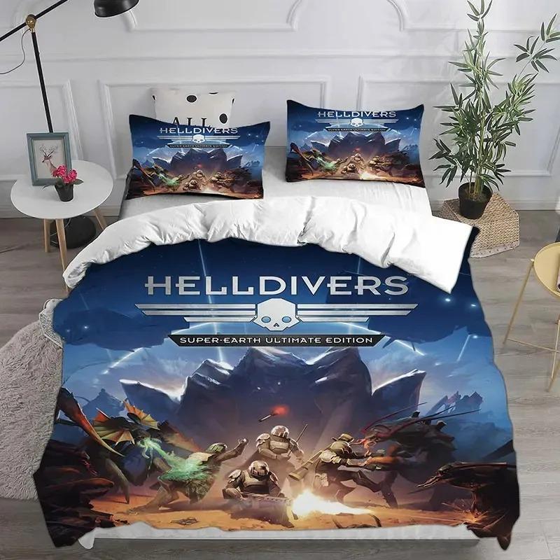 3D Helldivers 2 Bedding Collections Comforter Quilt Bed Cover Duvet Cover Pillow Case 2 3 Pieces Collections Boys Adult Size Home Use Textiles