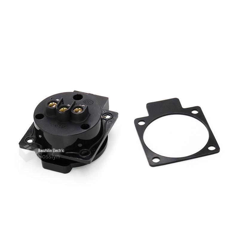 IP44 Black Outdoor Waterproof 5-Hole Industrial Socket, New National Standard Two/Three-Hole.