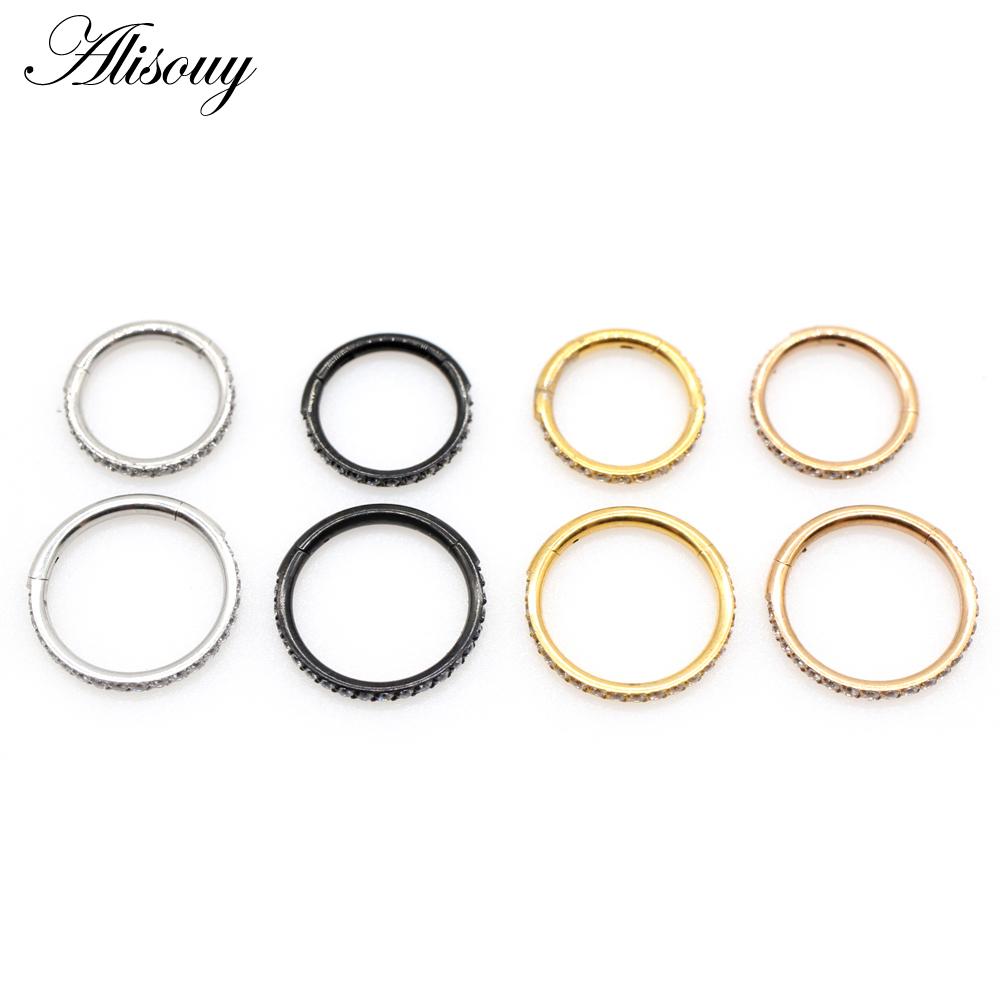 Alisouy 1 шт., хирургическая сталь, циркон, обруч для ушей, серьги на козелок, спираль, хрящ, серьга, кольцо-кликер, кольцо в носу, ювелирные изделия для пирсинга